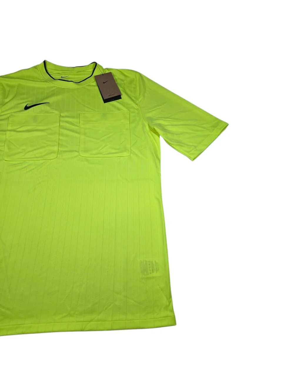 NWT‎ Nike Dri-Fit Soccer Referee Volt Yellow Double Pocket Jersey Men's Sz Large